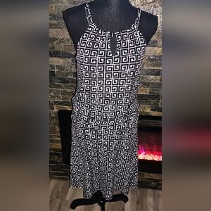Carole Little Black and White Geometric Dress Size 10